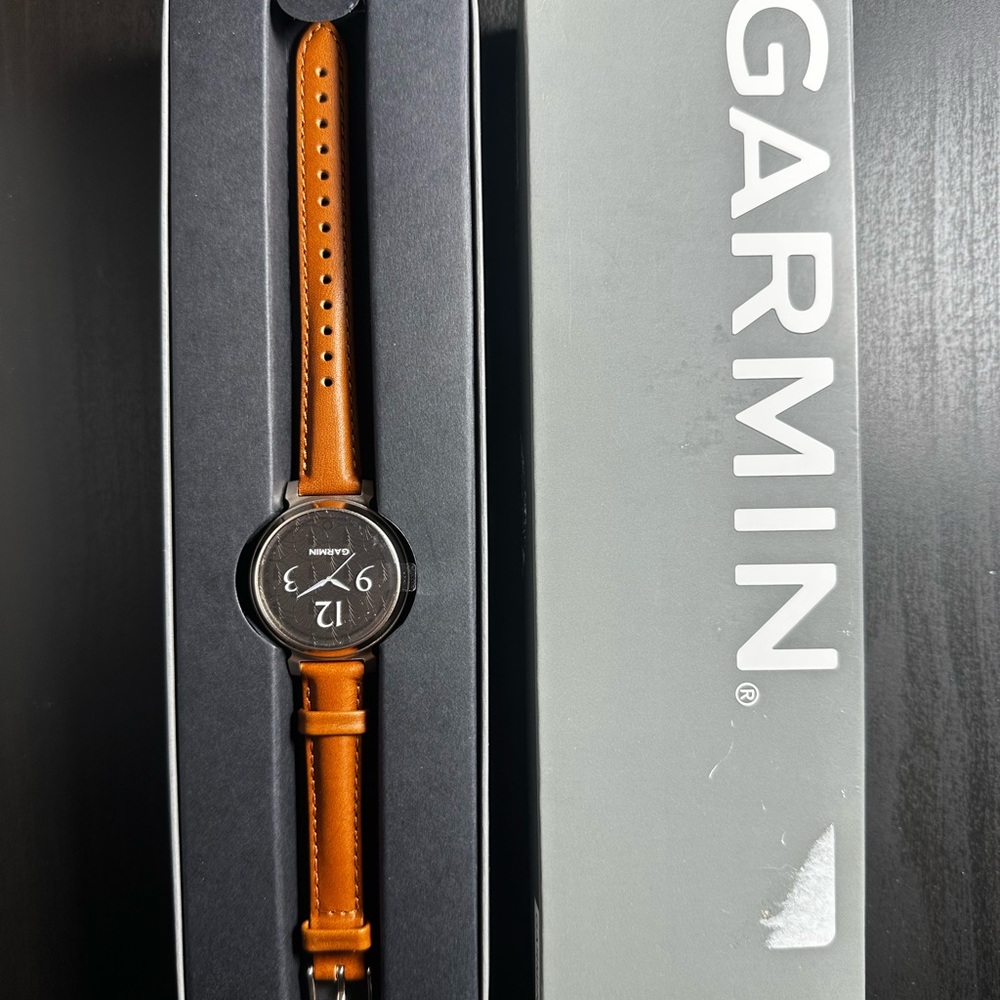 Garmin Women’s Watch with Tan Leather Strap